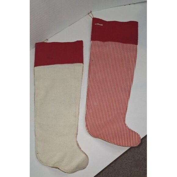 Lot Of 2 Handmade Felt Xmas Stockings Pixies Fairies Red White - Picture 10 of 16